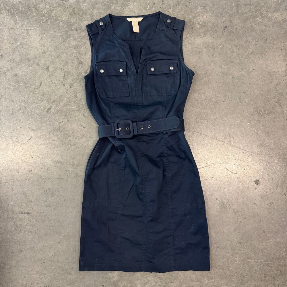 Vintage Y2K Banana Republic Sleeveless Stretch Belted Shift Dress Women's 0